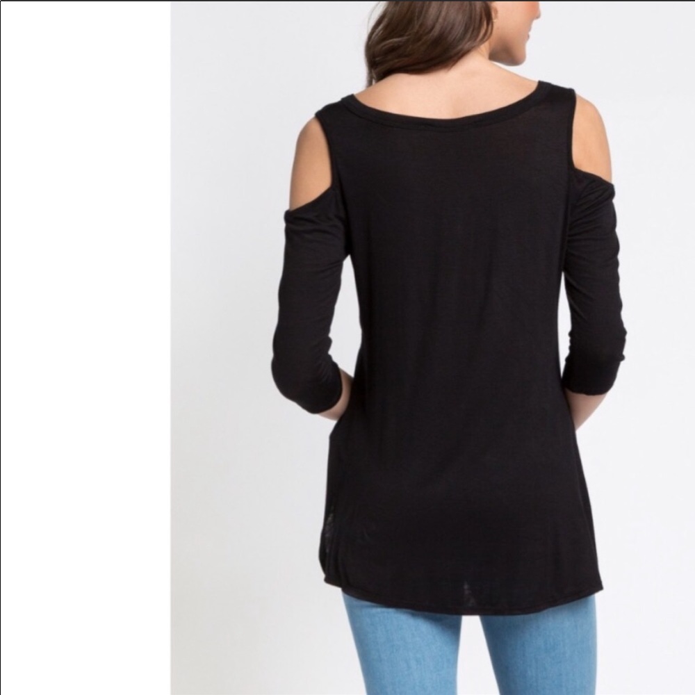 3/4 sleeve cold shoulder plus size top - Picture 2 of 2